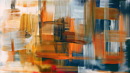 Orange paint strokes, modern artwork, oil painting on canvas. Fine art, abstract background, artistic texture