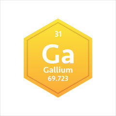 Gallium symbol. Chemical element of the periodic table. Vector stock illustration.