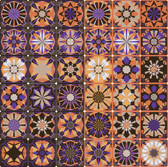 Seamless geometric pattern in retro style. Hexagonal tile pattern.