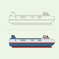 Sea Transportation Vehicle Vector Design Illustration. Education Coloring book pages for kids.