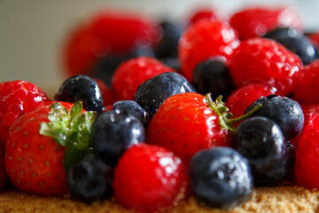 Fresh berries. Cake decorated with fresh berries.