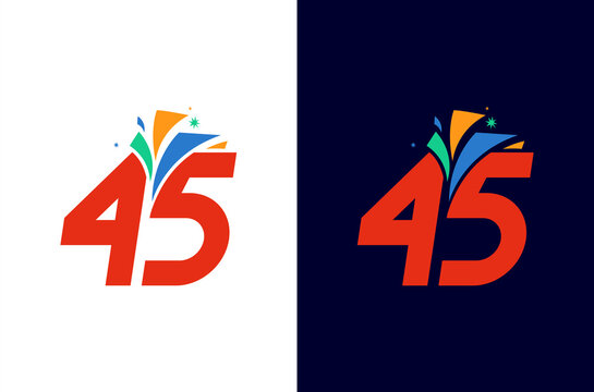 Number 45 firework logo design for anniversary or event