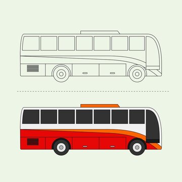 Bus Vector Design Illustration. Education Coloring book pages for kids.