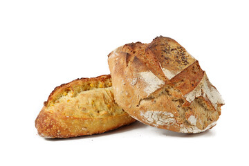 different types of bread isolated on white