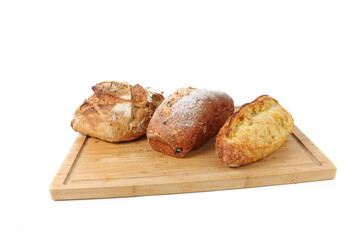 different types of bread isolated on white