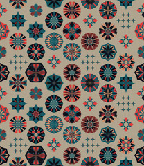 Seamless geometric pattern in retro style. Hexagonal tile pattern.