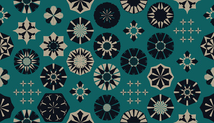 Seamless geometric pattern in retro style. Hexagonal tile pattern.