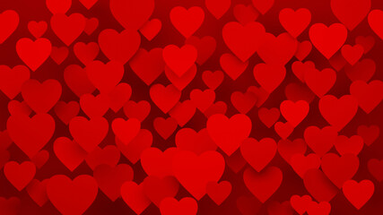 3D render of red hearts on dark red background