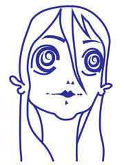 Sketch face of a cartoon girl in vector
