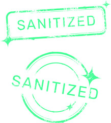 &ldquo;Sanitized&rdquo; stamps. Set of vector elements isolated on white background. Editable color.