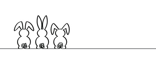 Naklejka premium Rabbit silhouette icon. Line pattern. Funny easter bunny. Flat vector rabbits ears in cartoon style. Happy easter party.