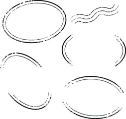 Set of vector oval stamps without text. Elements isolated on white background. Editable color.
