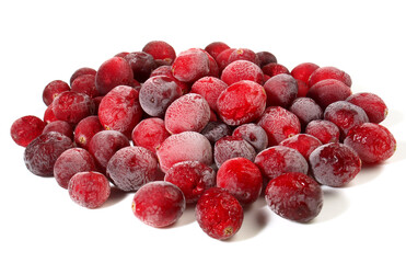 Frozen Cranberries isolated on white Background
