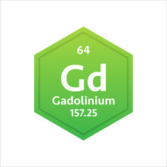 Gadolinium symbol. Chemical element of the periodic table. Vector stock illustration