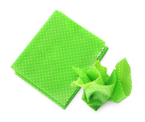 Green reusable beeswax food wraps on white background, top view - obrazy, fototapety, plakaty