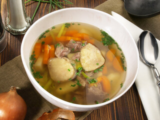 Beef Bone Soup with Bone Marrow - Vegetables and Spice