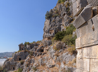 Fototapeta na wymiar Rock-cut tombs in Myra. Demre, Turkey