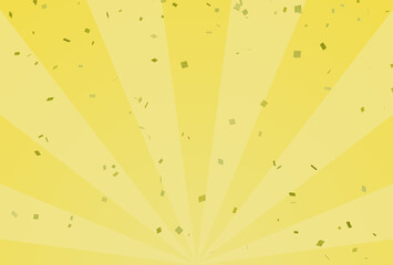 黄色の下側サンバースト背景と紙吹雪