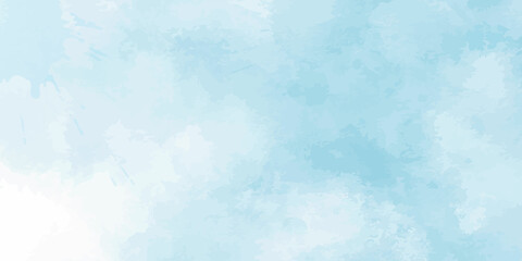 Watercolor illustration art abstract blue color texture background, clouds and sky pattern. Watercolor stain with hand paint, cloudy pattern on watercolor paper for wallpaper banner and any design