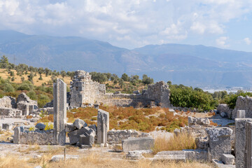 Fototapeta na wymiar Byzantine Basilica ruins at ancient city Xanthos.