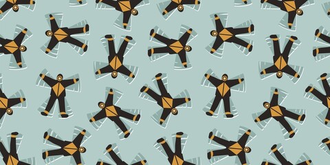 Winter seamless pattern with snow angel mans for christmas holiday or new year