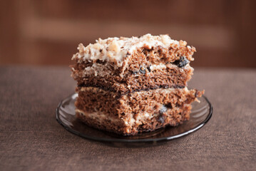 delicious honey cake with homemade prunes