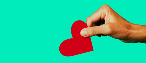 person giving a heart, web banner