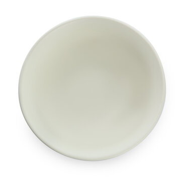 Stylish empty ceramic bowl isolated on white, top view. Cooking utensil