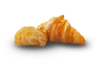 Pieces of croissant on the white background