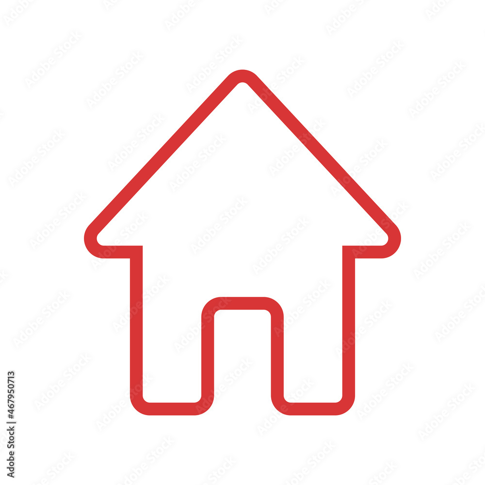 Sticker house line vector icon. red symbol