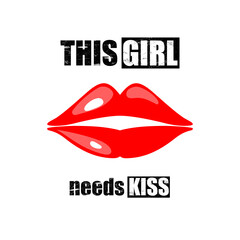 Kiss graphics slogan isolated on white background. Trendy hand drawn typography for web site, label, poster, placard and t shirt print template. Creative art concept, vector illustration