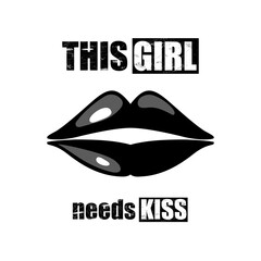 Kiss graphics slogan isolated on white background. Trendy hand drawn typography for web site, label, poster, placard and t shirt print template. Creative art concept, vector illustration