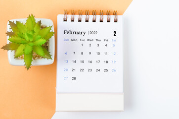 February 2022 desk calendar.