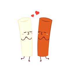 Tteokbokki noodle vector. Tteokbokki character design. Spicy rice cake. Cute Tteokbokki cartoon.