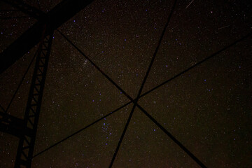 Star trails taken on a clear Autumn night in November at the Histocial Ouaquag Bridge near the small town of Windsor NY in Broome County in Upstate NY.  Stars shine brightly.