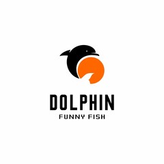 dolphin logo illustration vector, logo silhouette, can be used for t-shirt logos, travel, and other labels