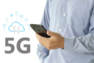 businessman holding mobile phone