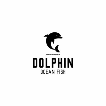 dolphin logo illustration vector, logo silhouette, can be used for t-shirt logos, travel, and other labels