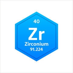 Zirconium symbol. Chemical element of the periodic table. Vector stock illustration