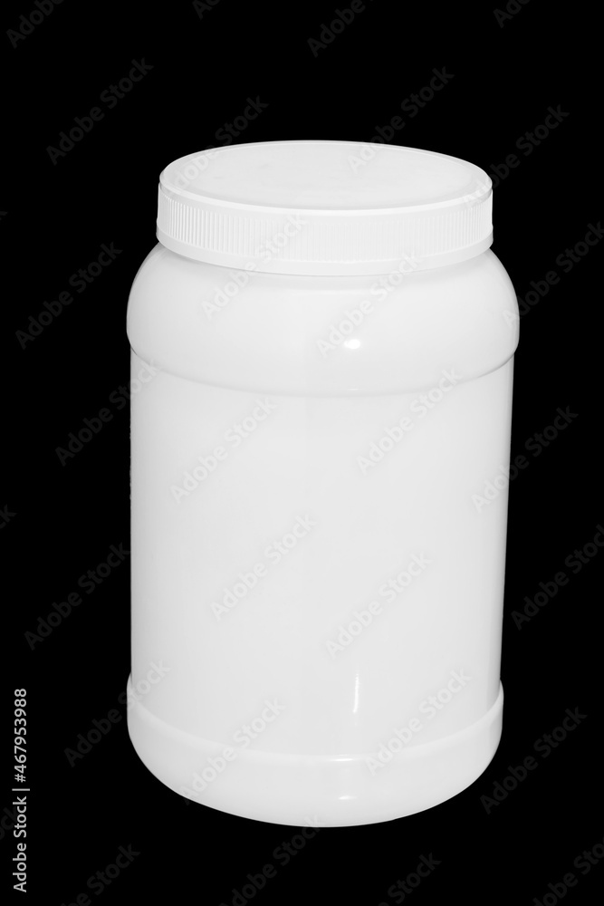 Poster white jar with lid insulated on black background
