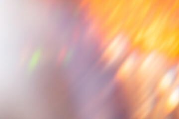 Lens flare overlay. Defocused light. Optical radiance filter. Sunlight reflection. Blur neon orange purple white colorful glow flecks bright abstract background. - Powered by Adobe