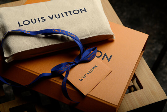 Istanbul, Turkey - October 07, 2017: French fashion designer Louis Vuitton  gift pack close up Stock Photo