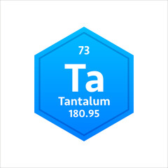 Tantalum symbol. Chemical element of the periodic table. Vector stock illustration.