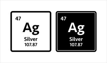 Silver symbol. Chemical element of the periodic table. Vector stock illustration