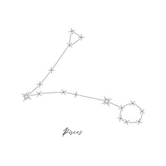 Constellation Pisces, horoscope, stars, astrology. Line illustration, vector.