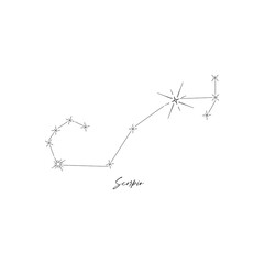Constellation scorpio, horoscope, stars, astrology. Line illustration, vector.