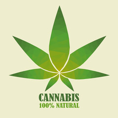 Vector illustration design of CBD (Cannabinoid) or hemp oil logo with polygon abstract style