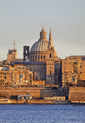 Carmelite Church and St. Paul's Pro-Cathedral in Valletta. Malta