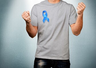 November Prostate Cancer Awareness month, Man with Blue Ribbon for supporting people