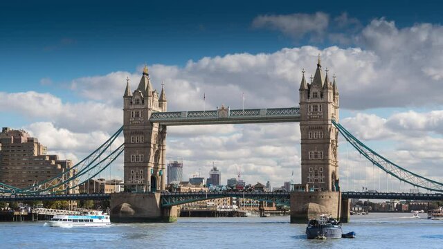 London, England, City Area Tower bridge Central Time Lapse

